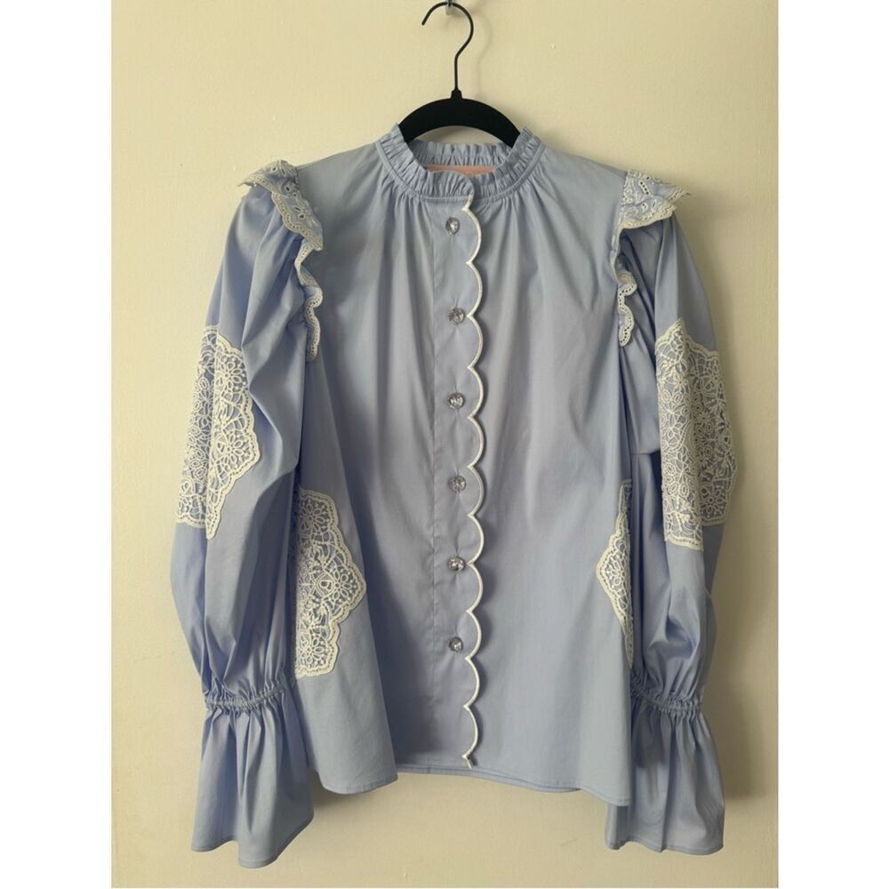 Bapy by a Bathing Ape Embroidered Button Down Shirt with Crystal Buttons